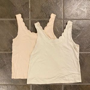 J Crew Factory Bundle 2 Scallop Tank Tops Large in light pink and off white
